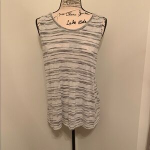 Striped Sleeveless Tank Top - White & Gray